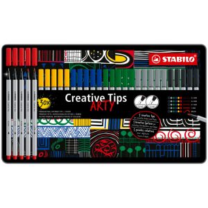 STABILO Set Multi Liner CREATIVE TIPS Scatola In Metallo 30 Pezzi